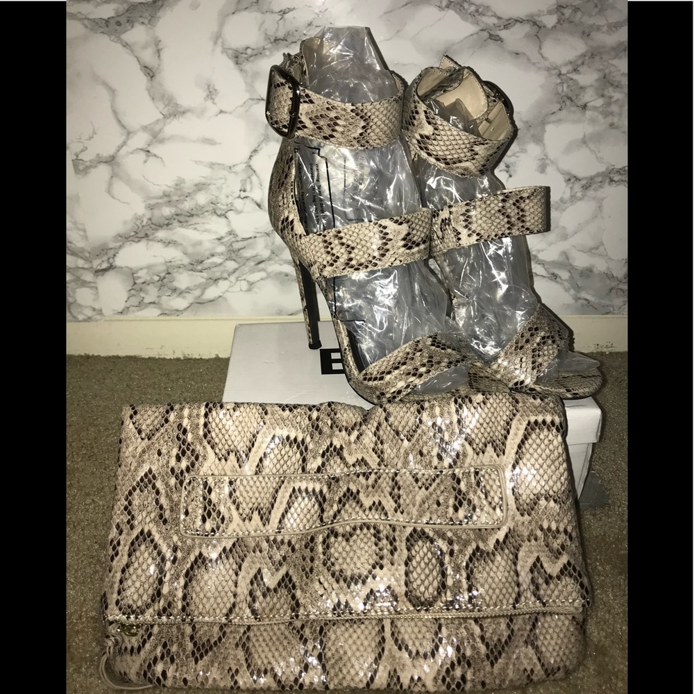 Snakeskin shoes and matching clutch